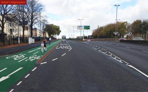 Artist's impression of the cycle track on the A34