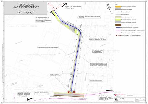 This plan shows the proposed closure of part of Tessall Lane to motor traffic. 