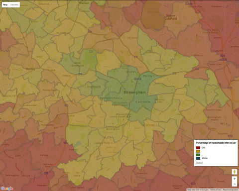 Car ownership in Birmingham - 2011