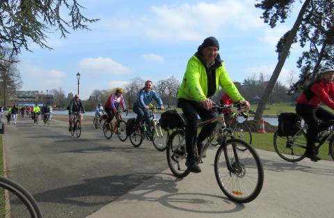 The Rea Valley anniversary ride leave the MAC at Cannon Hill Park