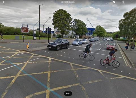 Looking down Edgbaston Road towards the cricket ground from Pershore Road