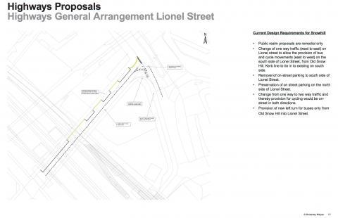 Proposals for a new bus gate at the entrance to Newhall Street