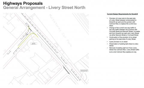 Plans showing proposed two-way driving on part of Livery Street North