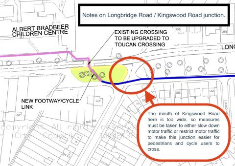 Notes about the junction of Kingswood Road and Longbridge Road.