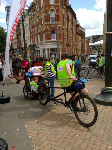 a tandem towing a trailer