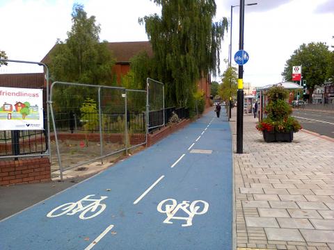 Selly Oak Cycleway Alongside Selly Oak High Street