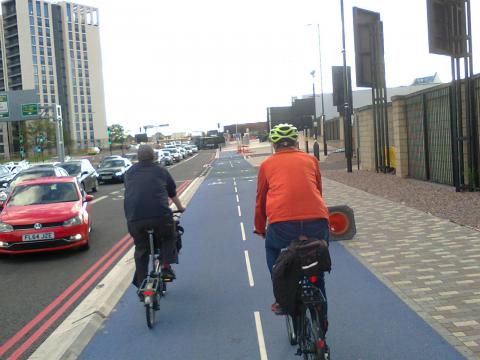 Cycle track outside the One Stop shopping centre