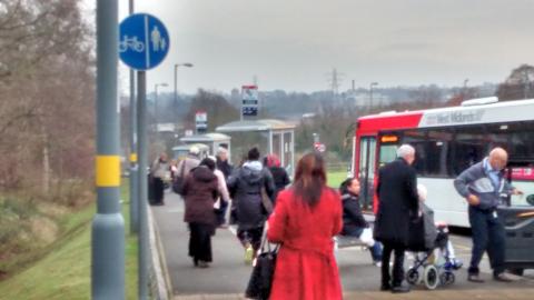 Cycleway passes through bus shelters