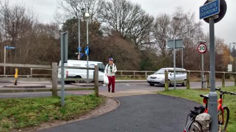 Cyclists expected to dismount to cross Hospital Way
