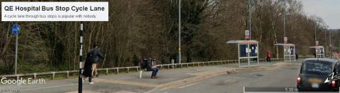 QE bus stop cycle lane