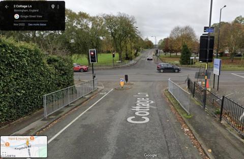 A Google Street View of Water Orton Lane from Cottage Lane.