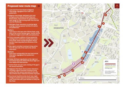 Bristol Road route annotated map