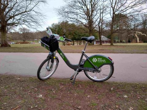 WM hire bike on its kickstand