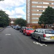 Parked cars on the A47 Parkway route