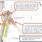This shows the proposed changes to the Bristol Road South and Tessall Lane junction.