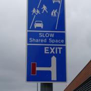 Shared Space sign at Longbridge