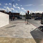 Shared use pavement on the A4040 A34 junction