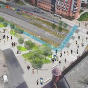 A visualisation of the super crossing over James Watt Queensway.