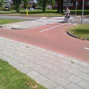 Street level view of a Dutch roundabout