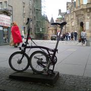 Buster the Brompton on the Royal Mile