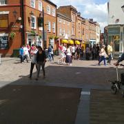 The pedestrianised centre of Leicester