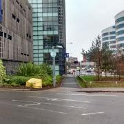 Footpath alongside the QE staff car park