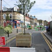 Pembroke Road closed with a planter