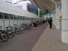 Cycle parking at the QE hospital main entrance