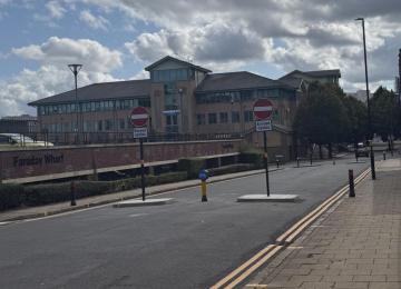The experimental modal filter at the junction of Holt Street and Lister Street, in Birmingham city centre. Experimental modal filter at junction of Holt Street and Lister Street, in Birmingham city centre.