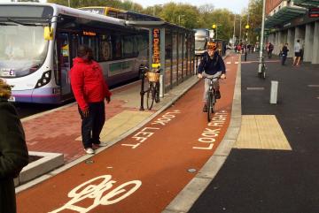 A bus stop bypass on Wilmslow Road