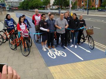 Cutting the Ribbon to Open the A34 and A38 Cycleways
