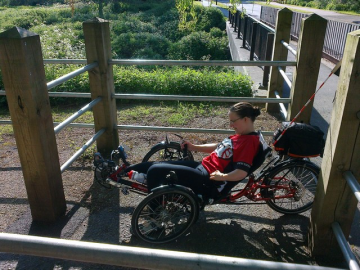 Trike user struggling to negotiate a stymie gate